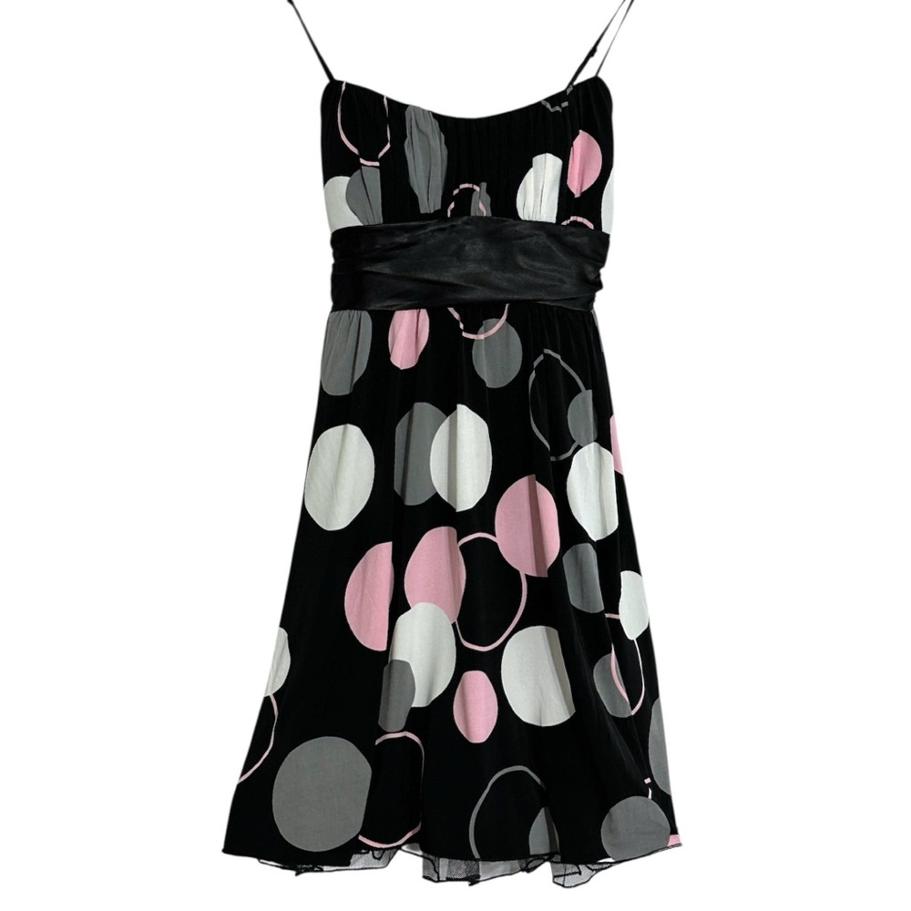 Ruby Rox Black Pink White Gray Polka Dot Tulle Hem Dress Vintage Y2K Size Small